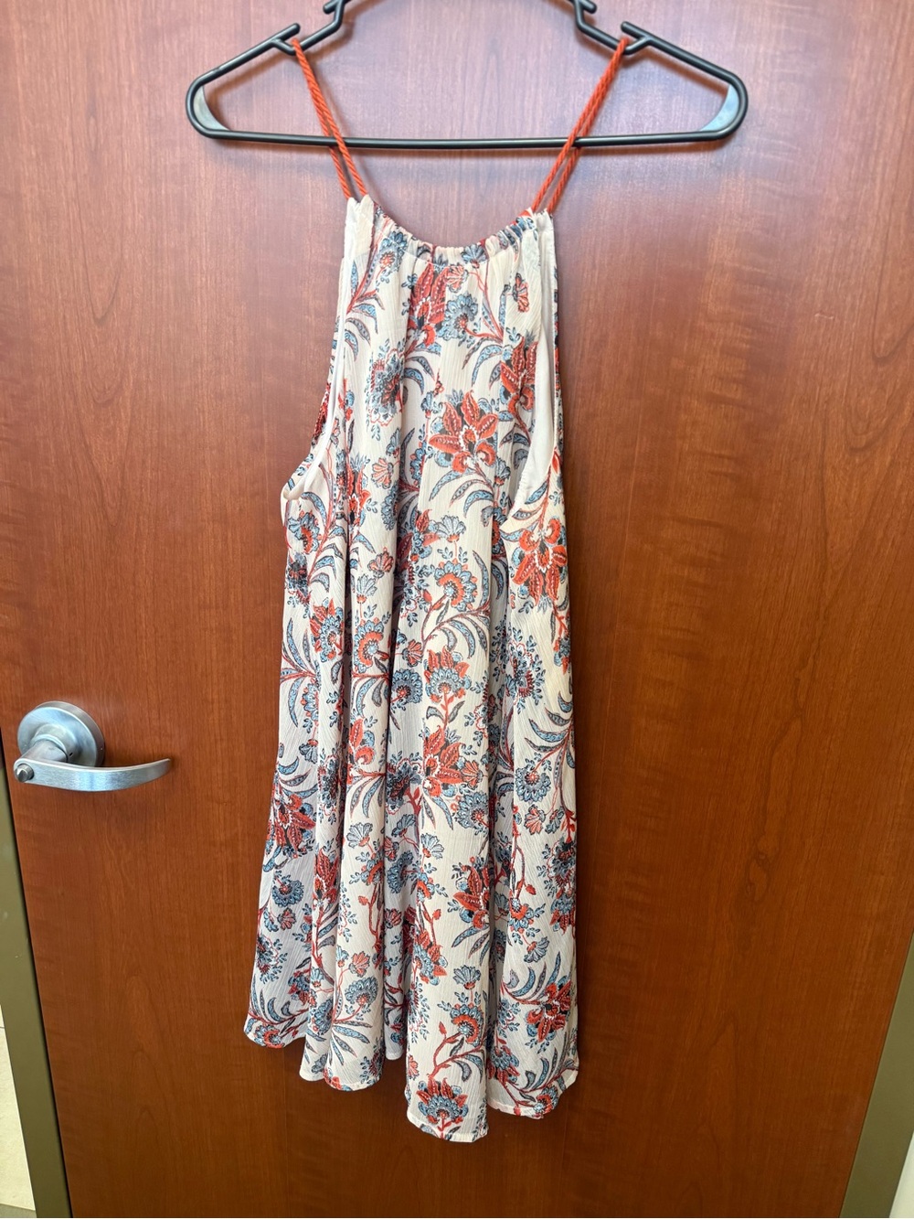 BB Dakota Cream Mini Dress with Rust and Navy Paisley Print